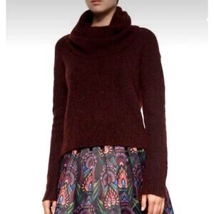 Alice + Olivia Gavin Maroon Wool Mohair Blend Turtleneck Sweater size small